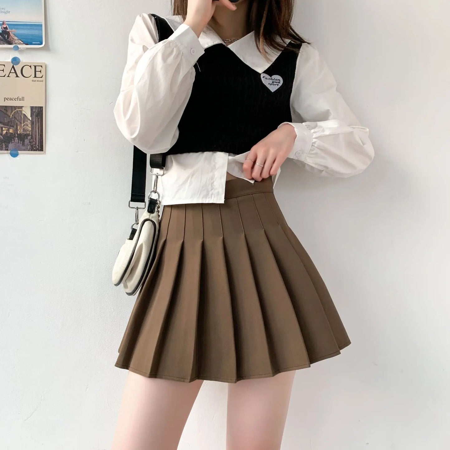 Brown Skirt Ladies 2022 Summer Clothes Women's High Waist Harajuku Korean Style Black Mini Pleated Skirt For School Girl Uniform 2