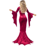 Costume Morticia Addams Long Train Dress Halloween Terror Dark Outfit Gothic Gown Robe Bat Sleeve Horror For Adult 3