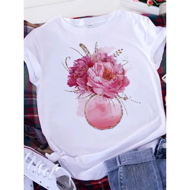 Brave Soul L American Retro Letters Love White T-shirt Women Short Sleeve Round Neck Loose Large Size Casual Top Oversized 6