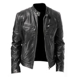 2024 Motorcycle Leather Jackets Man Casual Fashion Motorcycle Coat Slim Fit Lapel PU Jackets Autumn Anti-wind Leather Coat Male 5