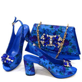 Italian Gold Block Heel & Matching Bag Set