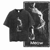 COOLMIND DB cat Printed Cotton Acid Washed Exclusive Graphic Unisex T Shirt Cool Streetwear Men Tshirts Big Size Tee for men