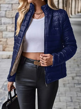 Women's Solid Color Casual Trendy Stand Collar Long Sleeve Zipper Loose Parkas Female New Fashion American European Coats Tops 5