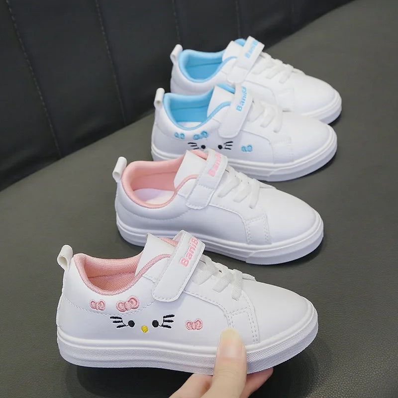 Kids White Sneakers 2025 Fall Slip Resistant Durable Spring Autumn Shoes for Girls 4-16 Years Old Fashion Casual Sports Shoes 4