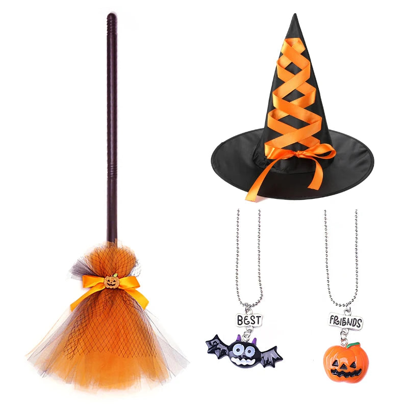 Girls' Halloween Pumpkin Witch Princess Dress