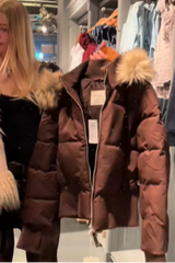 Women's Faux Fur Hooded Winter Crop Jacket