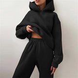 Women's Tracksuit Suit Autumn Fashion Warm Hoodie Sweatshirts Two Pieces Oversized Solid Casual Hoody Pullovers Long Pant Sets 3