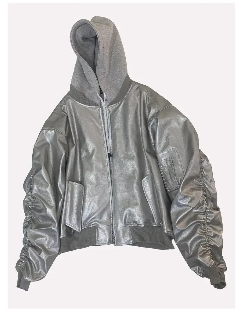 Men’s Oversized Layered Leather Bomber