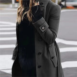 Fashion Commuting Winter Jacket Mid-length Overcoat 2025 Solid color Belt Single-breasted Stand collar for Ladies Office Outfit 2