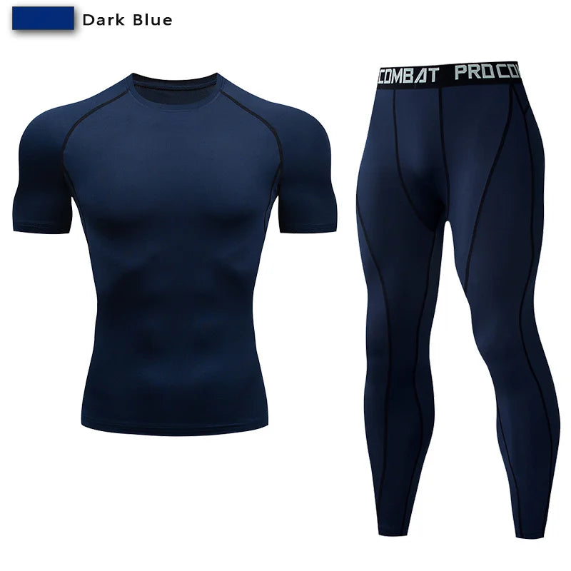 2pcs Men Compression Sportswear Suit GYM Tight Sports Yoga Sets