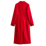HXAO Winter Coats Woman 2024 Red Long Coats For Women Autumn Faux Wool Coat Casual Long Sleeve Coat Elegant Women's Overcoat 5