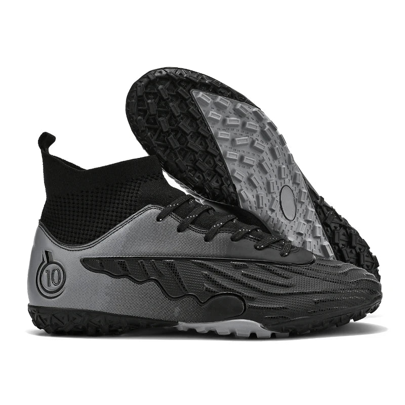 Mens Soccer Cleats Outdoor Lightweight High-Top Training Boots, Professional Athletic Long Spikes and TF Ground Football Shoes