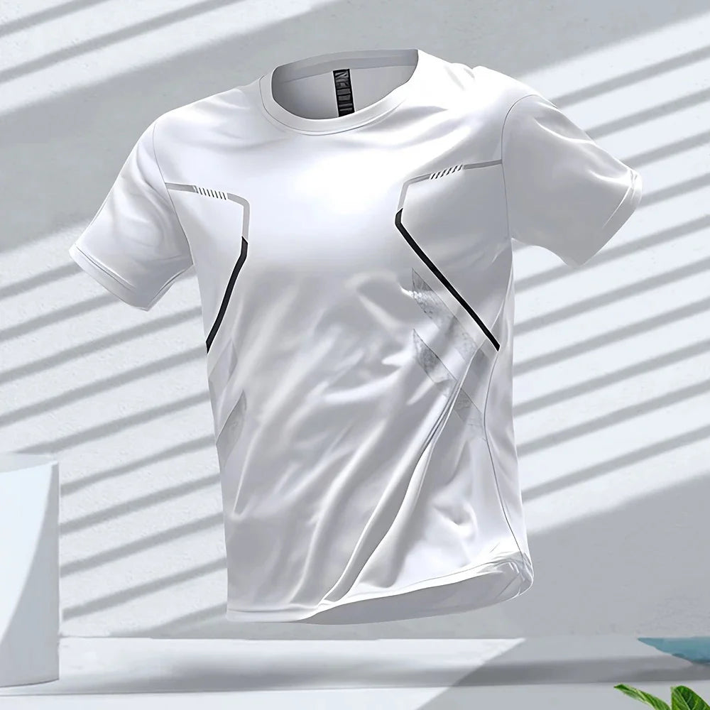 Men's T-shirts Sport Running T-shirt Men Quick-drying Breathable Short Sleeve Round Neck Active Tee Outdoor Workout Men Clothing 2