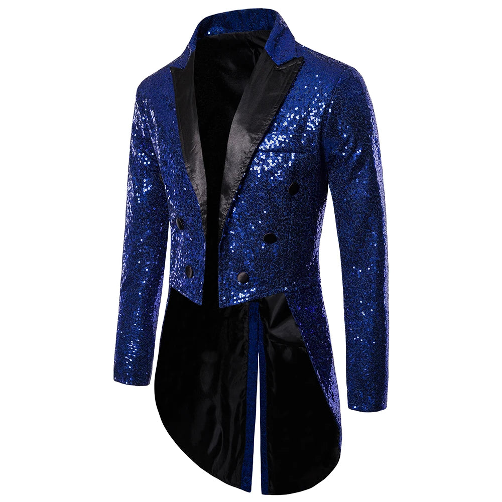 Men's Suit Round Sequin Button Tuxedo Stage Show Wedding Host Dance Festival Celebration Dinner Casual 4