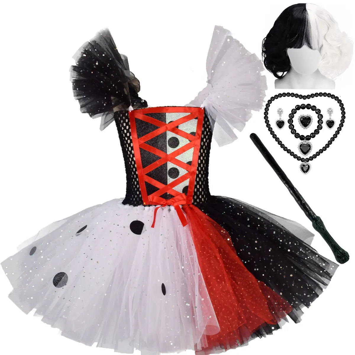 Classic Girl’s Monochrome Cosplay Dress Set
