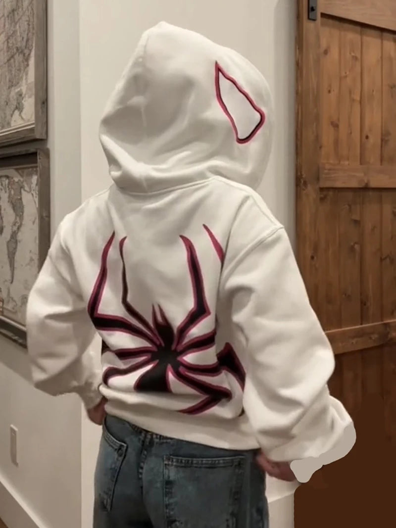 Spider Graphic Zip-Up Hoodie