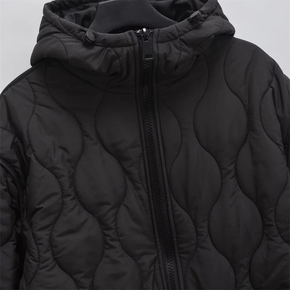 Autumn/Winter New Product Women's New Fashion and Casual Versatile Stand up Collar Hooded Jacket Cotton Coat 6