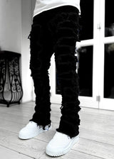Men’s Slim Fit Patchwork Distressed Jeans