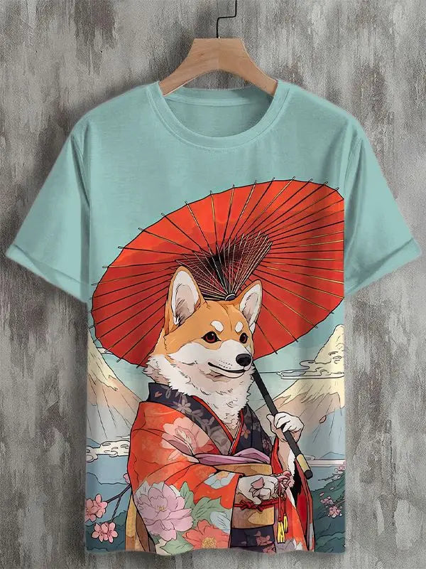 3D Printed Samurai Cat T-Shirt | Japanese Inspired Men's Tee