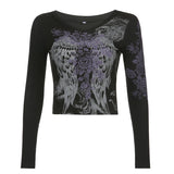 Dark-Academia-Graphic-Print-T-shirt-E-girl-Gothic-Mall-Goth-Alt-Emo-Crop-Top-Y2K