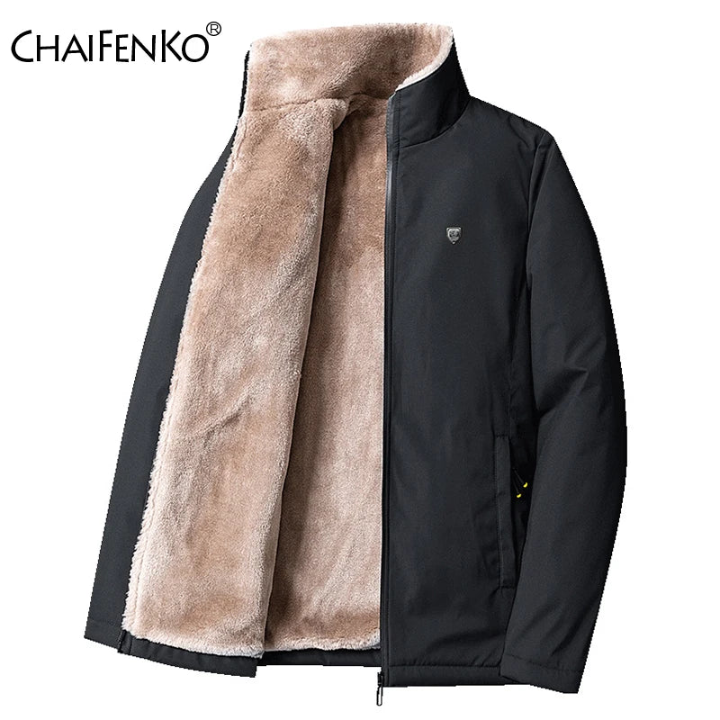 Men 2025 Winter Windproof Warm Thick Fleece Jacket