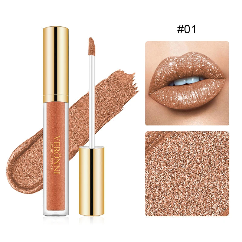15-Color Radiant Glitter Liquid Lipstick