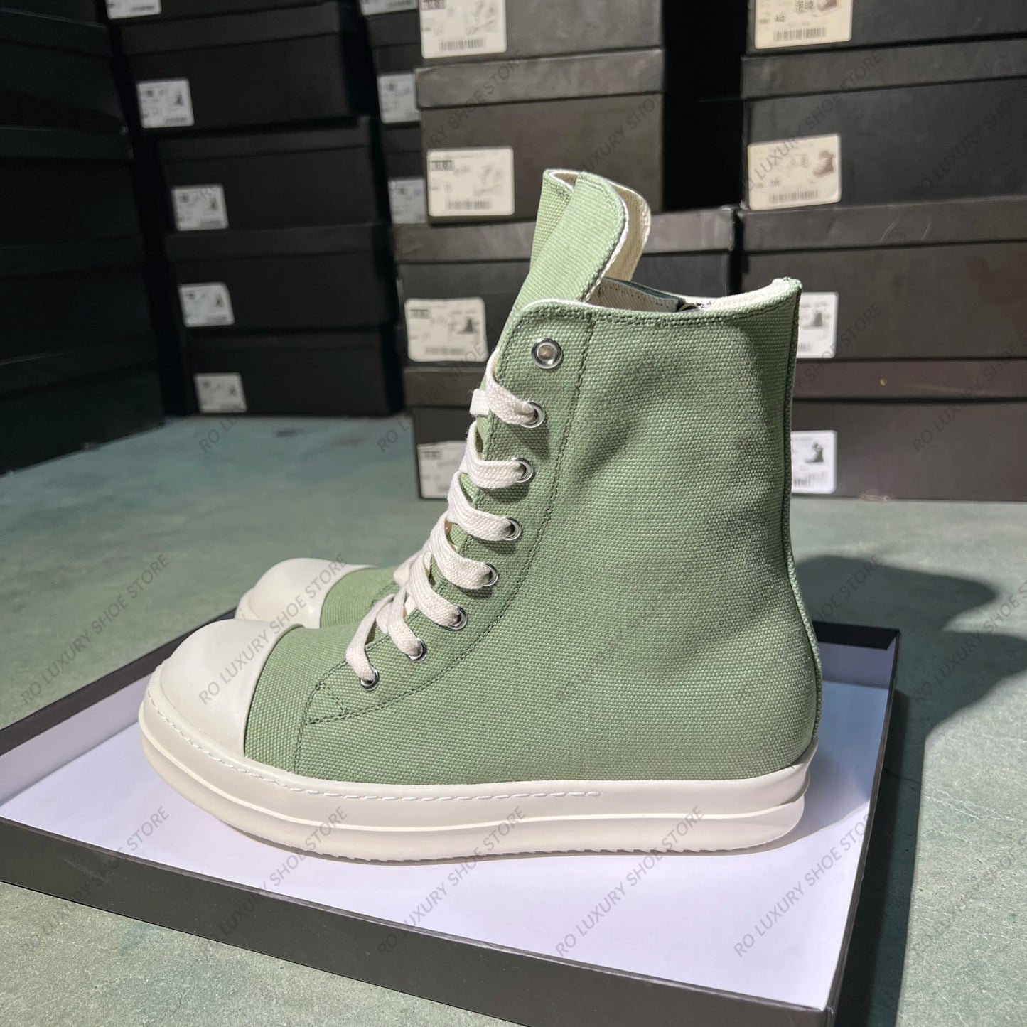 Brand Casual High Top Army-Green Canvas Designer Men Shoe Roman New Fashion Quality Making Street Platform Luxury Women Sneaker 6