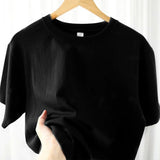 100% Cotton T-shirt Men Women Solid Color O Neck Short-sleeved Tops Summer Korean Loose Half-sleeve T Shirt Unisex M-4XL 4
