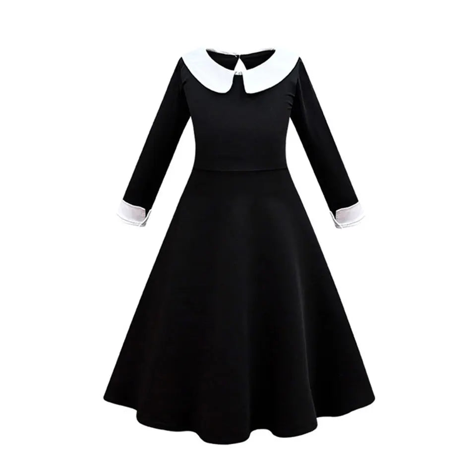 Girls' Gothic Black Mesh Fluffy Dress