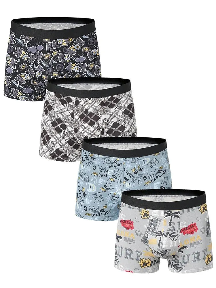 4-Pack-European-and-American-Size-MEN-S-FASHION-Printed-Boxer-Underwear-Comfortable-Swimming-Trunks-Oversized