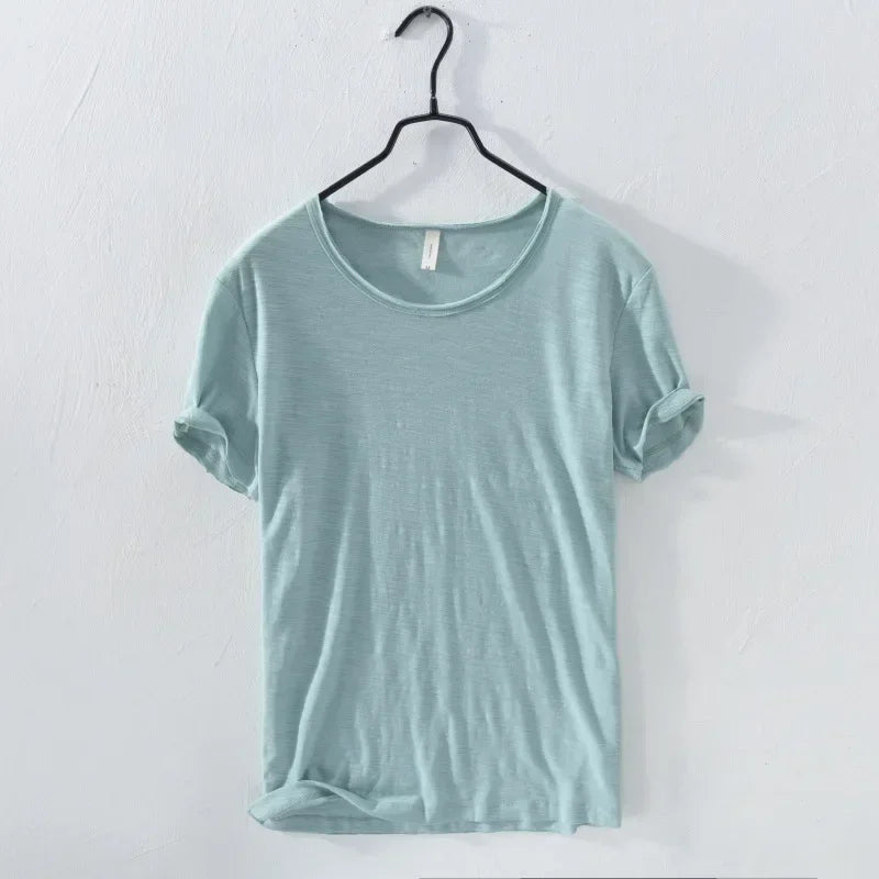 Mens Retro Raw Edge Cotton Tee