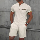 Men’s Summer Waffle-Knit Zip Lapel Set