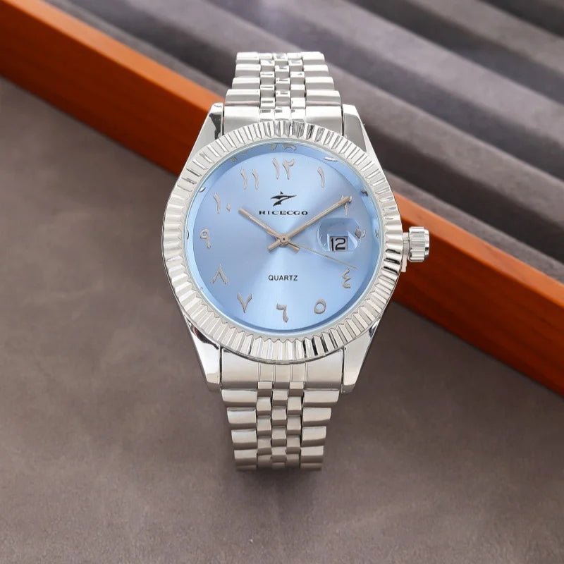 New Men Date Watches High-end Luxury Casual Calendar Stainless Steel Business WristWatch Leisure Sport WristWatch Clock