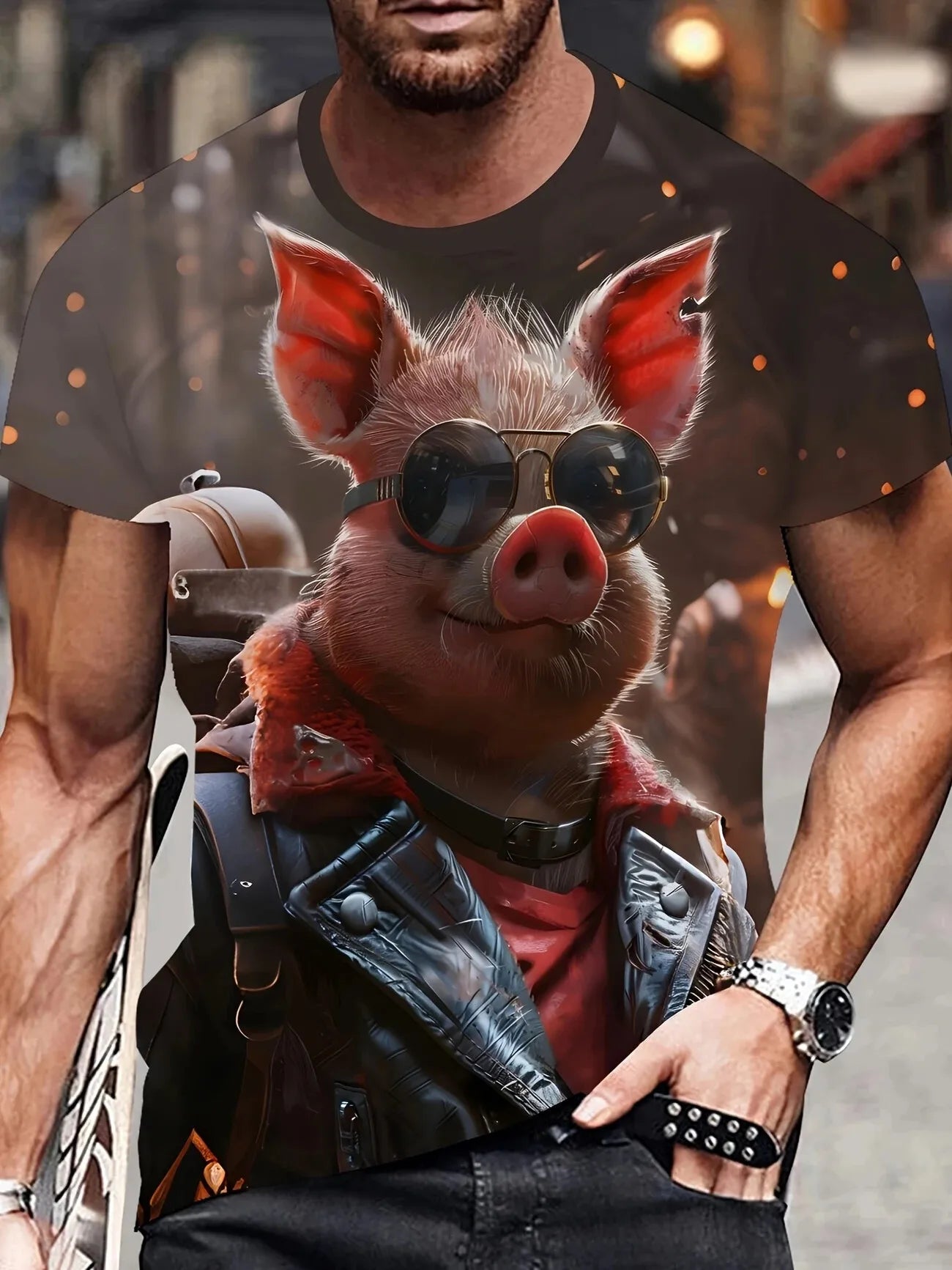 Angry Animal Print Summer Men's T Shirt Casual Short Sleeve Fashion Streetwear Male Oversized Clothing Crew Neck T-Shirts