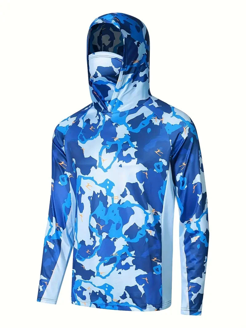 Fishing Shirt Hooded Men Fishing Clothes Outdoor Summer Mask Hoodie Sun Uv Protection Performance Jersey 4