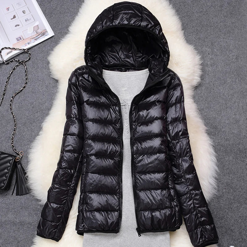 Women Puffer Jacket 15 Colors Plus Size 5XL 6XL 7XL 2025 New Spring Autumn Female Ultra Lightweight Packable Hooded Down Coats 3