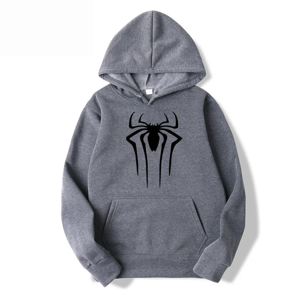 Fashion brand Men's Hoodie Casual Hoodie Sweatshirt Men's/Women's top Solid color printed spider hoodie sweatshirt