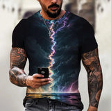 Men’s 3D Line Print Streetwear Tee