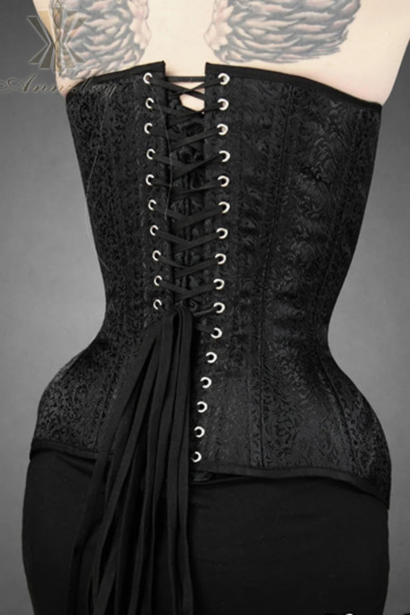 Longline Double Steel Boned Waist Slimming Overbust Corset Top Tight Lacing Corset 2