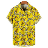 Duck 3d Print Shirts Men Fashion Hawaiian Shirt Short Sleeve Casual Beach Shirts