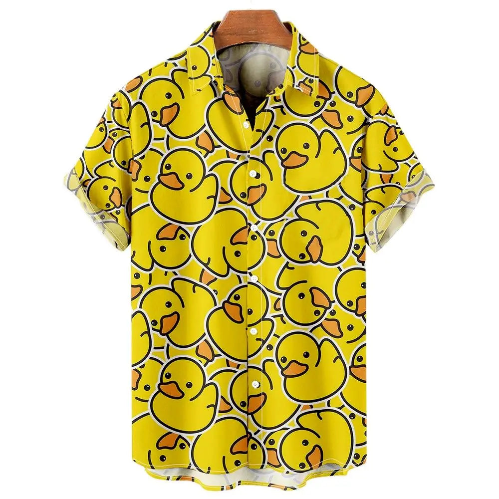 Duck 3d Print Shirts Men Fashion Hawaiian Shirt Short Sleeve Casual Beach Shirts