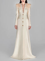 Floral Appliqué Beaded Maxi Dress: Long Sleeve Designer Gown (2025)