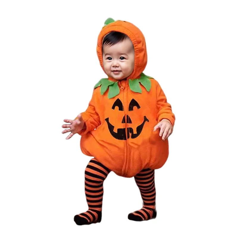 2025 Pumpkin Cosplay Jumpsuit Baby Girls Boys Halloween Clothes Sets New Baby Girl Set Carnival Party Costumes Halloween Gifts 2