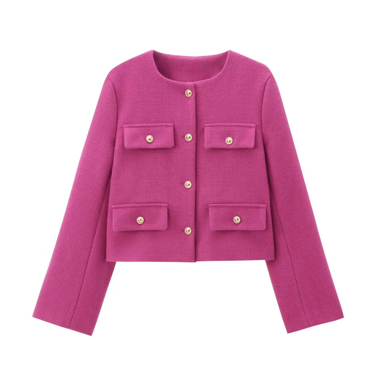 Women’s Casual Round Neck Cropped Suit Coat
