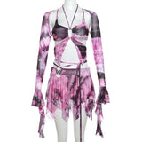 Y2K Butterfly Ruffle 2-Piece Set
