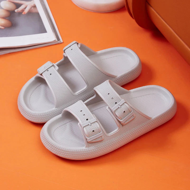Platform Buckle Slide Sandals