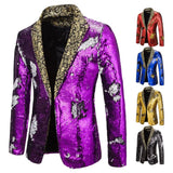 Men's Suit Shiny two-tone sequin shawl Collar suit Men's Wedding Groom Singer Dance Sequin Suit Jacket DJ Club Stage 5