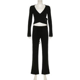 Women’s Flare-Sleeve Cardigan & Wide-Leg Trouser Set