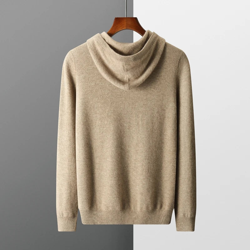 Men's cashmere One-piece ready-to-wear Hoodie 100% Merino Wool Knitted Sweatshirt 2