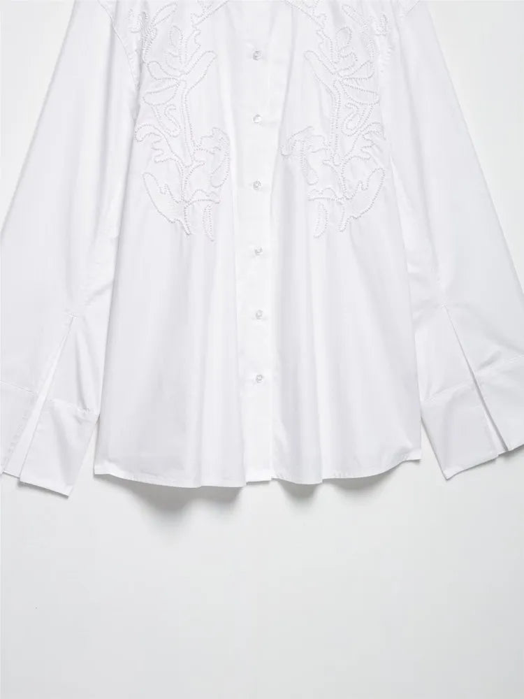 HipSeam Embroidery Shirt Women Spring Casual Simple Women's Shirts Female Elegant Long Sleeve Chic Shirts & Blouses 5